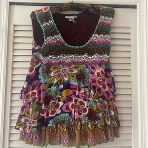 Alberto Makali tiered ruffled crochet embellished beaded sleeveless top